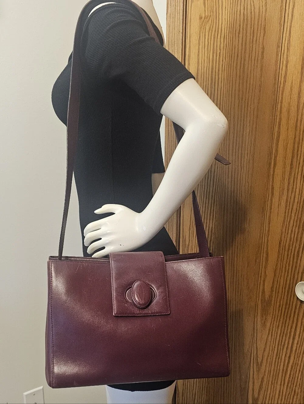 Cartier Deep Burgundy Leather Crossbody Bag